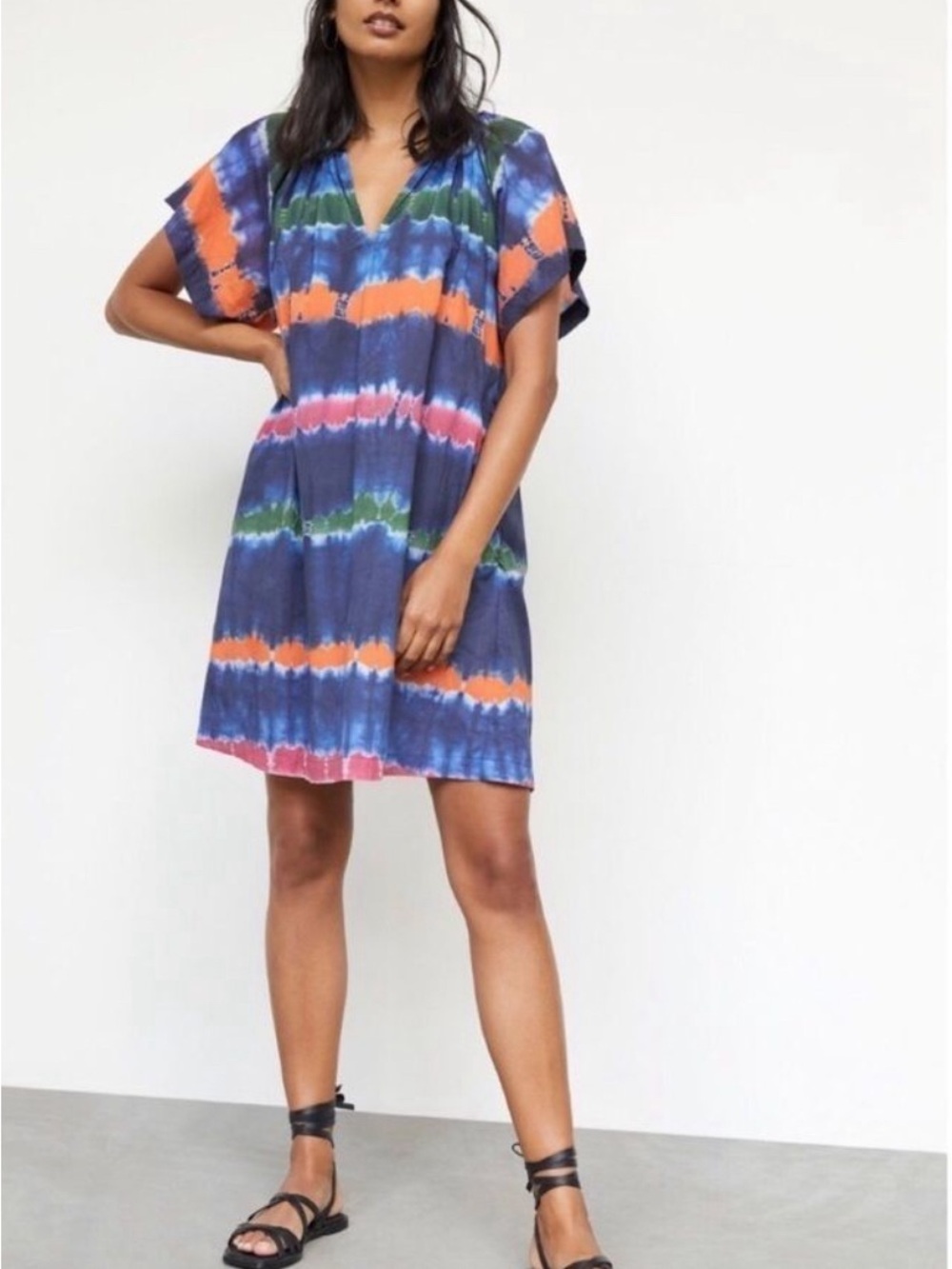 Anthropologie Velvet by Graham & Spencer Striped Tie-Dye Mini Dress - Size M